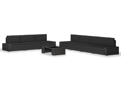 Conjunto 8 de muebles de jardín VIDAXL ratán sintético negro