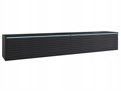 Mueble TV Lowboard D180 Negro grafito/Ondulado Negro grafito, Número de puertas: 2 (180x30x31 cm)