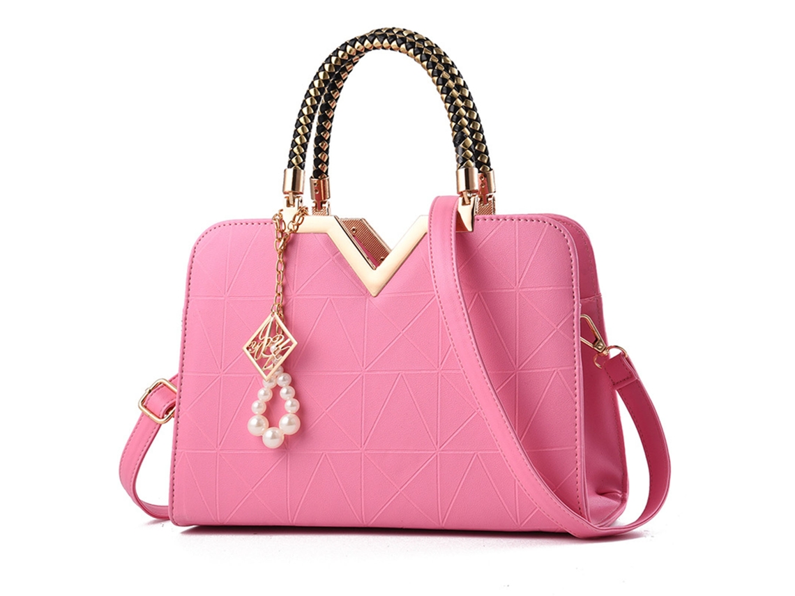 Bolso Bandolera Elegante De Piel Sintética De Gran Capacidad Para Mujer Con Dije, Ideal Para El Trabajo Y Citas.