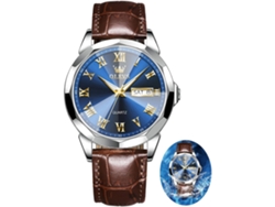 Masculino Cronógrafo Aguja Luminosa Pulsera De Cuero De Cuarzo Reloj De Acero Inoxidable A Prueba De Agua Marrón Yuysan