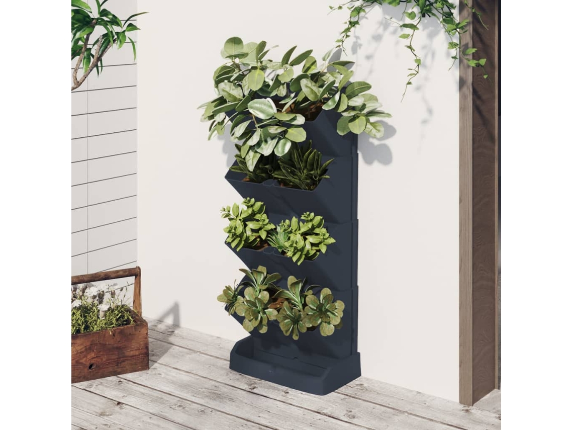 Conjunto de 4 jarrones verticales de polipropileno antracita dkd home decor