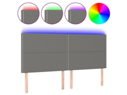 Maison Exclusive - Cabecero Con Luces Led Tela Gris Oscuro 180x5x118/128 Cm