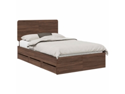 Maison Exclusive - Estructura De Cama Roble Marrón 135 X 190 Cm Madera Ingenieril