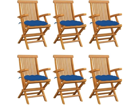 Conjunto 6 Silla de exterior VIDAXL Azul Teca (55x60x89 cm)