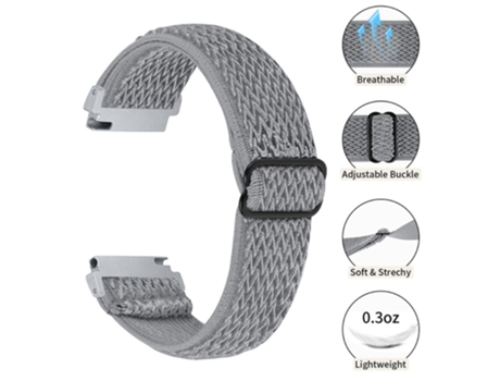 Correa de tela tejida ajustable elástico 22mm con hebilla para Huami Amazfit GTR 47mm/Pace/Stratos/Stratos 2 - canoso