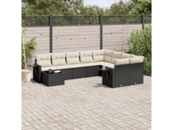 Conjunto de sofás de jardín de 10 piezas DKD Home Decor con cojines de mimbre negros