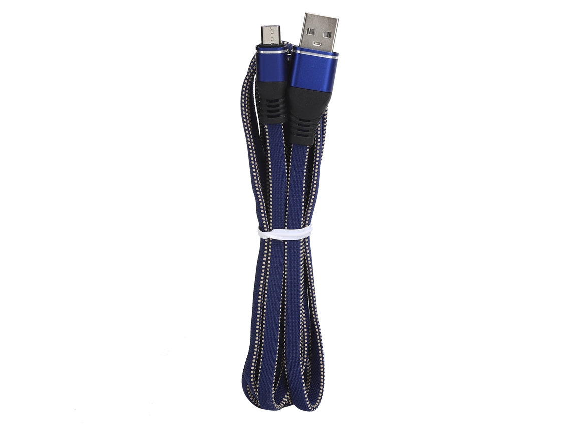 Cable De Carga Rápida Micro Usb Trenzado De Nylon Azul Para Teléfonos Android Extendido