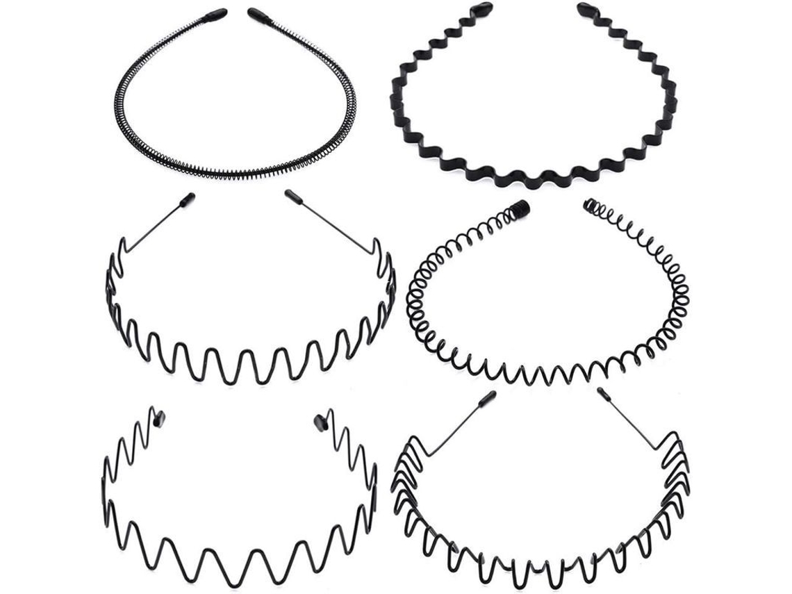 Pulseras Para El Cabello De Metal Negro, Flexibles, Onduladas, Con Aro, Accesorios Unisex Para Mujeres Y Hombres.