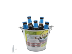 Cubo Zinc Metal Galvanizado Multiusos  2 Litros 20.5 x 14 x 15 (alt.) cm con Abre Botellas ORYX