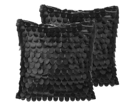 Conjunto de 2 cojines de poliéster negro/blanco 45 x 45 cm BELIANI Lobelia