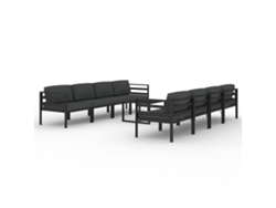 Maison Exclusive - Set Muebles De Jardín 9 Pzas Y Cojines Aluminio Gris Antracita