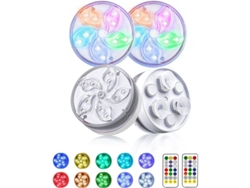2026-2160-luz Led Sumergible Con Control Remoto Rf, 11 Led Brillantes, Imán Y Ventosa Impermeable Ip68 (4 Piezas)