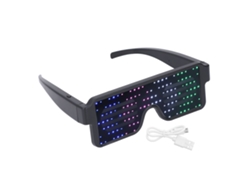 Óculos com luzes LED dinâmicas em 4 cores, recarregáveis via USB, ideais para decoração de festas, Halloween e bares.