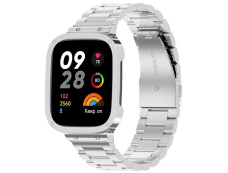 Correa de reloj inteligente para Xiaomi Redmi Watch 3 / Mi Watch Lite 3 2 en 1 Metal de tres cuentas con marco de reloj (Plata)