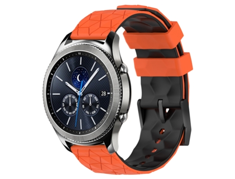 Correa de reloj inteligente para Samsung Gear S3 Classic 22 mm Patrón de fútbol de silicona bicolor (naranja + negro)