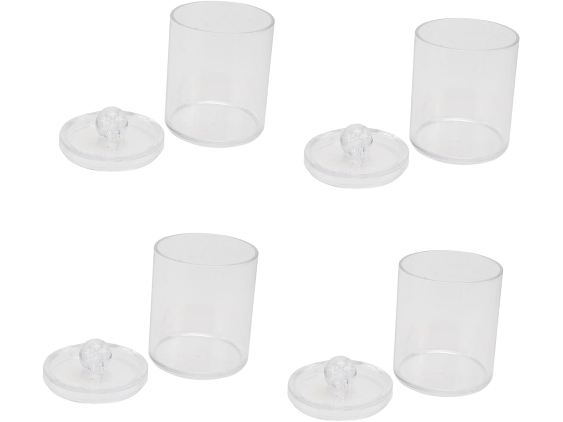 Juego de 4 cajas organizadoras transparentes con tapas para guardar cosméticos, palillos de dientes, etc.