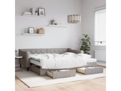 Sofá Cama Nido Con Cajones Tela Gris Taupe 90x200 Cm