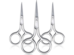Tijeras para vello nasal, paquete de 3, de acero inoxidable, para un corte recto y preciso.