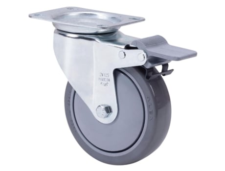 Rueda giratora placa freno 10zvlfd150cp-puisb polip.-poliur.gris eje bolas ALEX