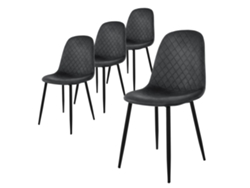 Conjunto de 4 Cadeiras de Jantar com Estofo em Veludo Antracite e Pernas de Metal Incluindo Material de Montagem ML-DESIGN