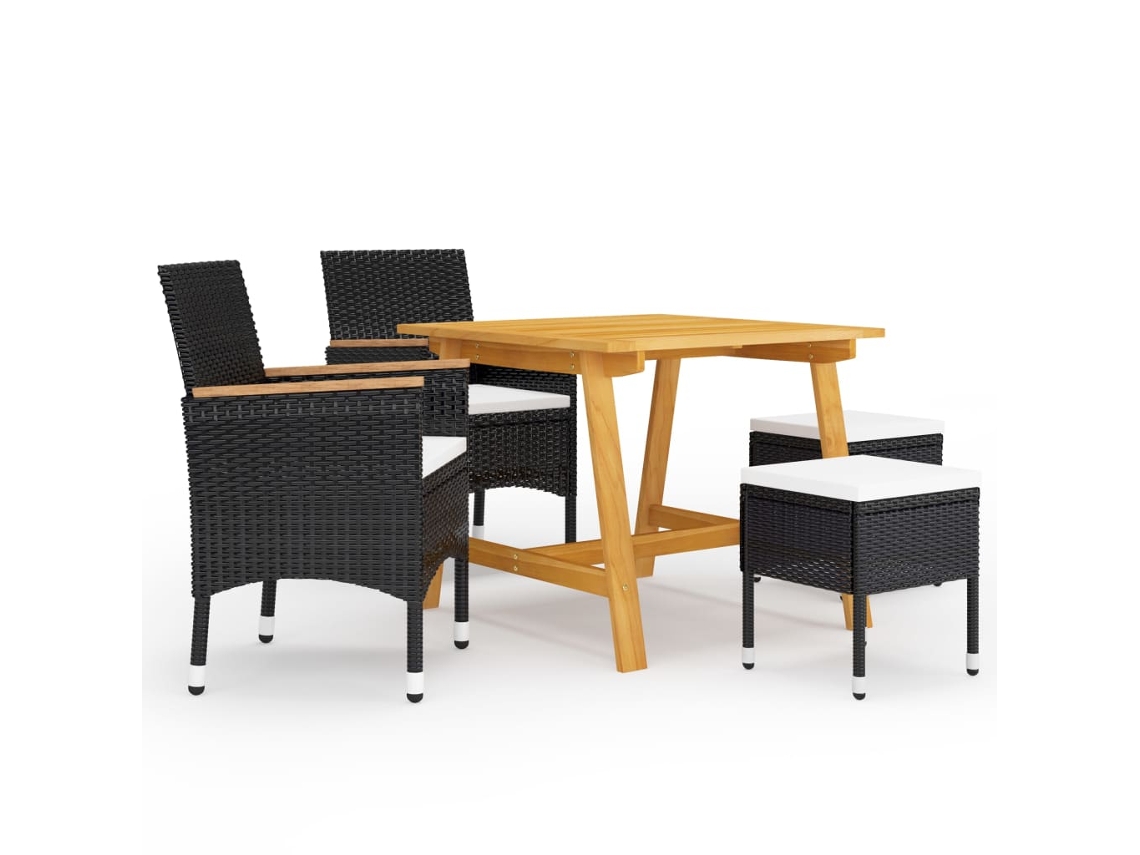 Juego de comedor de jardín de 5 piezas DKD Home Decor en negro