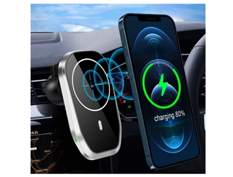 Cargador Sem Carro Mag Safe Rotação para iPhone 12 Pro Max/12 Mini/12 Pro/12 YIZHOOD Negro