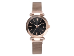 Reloj De Pulsera De Cuarzo Para Mujer Con Esfera De Cielo Estrellado Y Cierre Magnético Dorado.