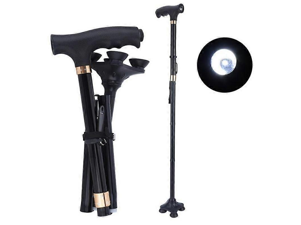 Bastón flexible con luz LED, bastón de aleación de aluminio con lámpara para personas mayores