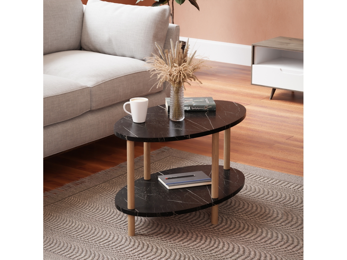 Mesa de Centro [EN.CASA] (Negro - Aglomerado de Madera - 43 x 70 x 44 cm)