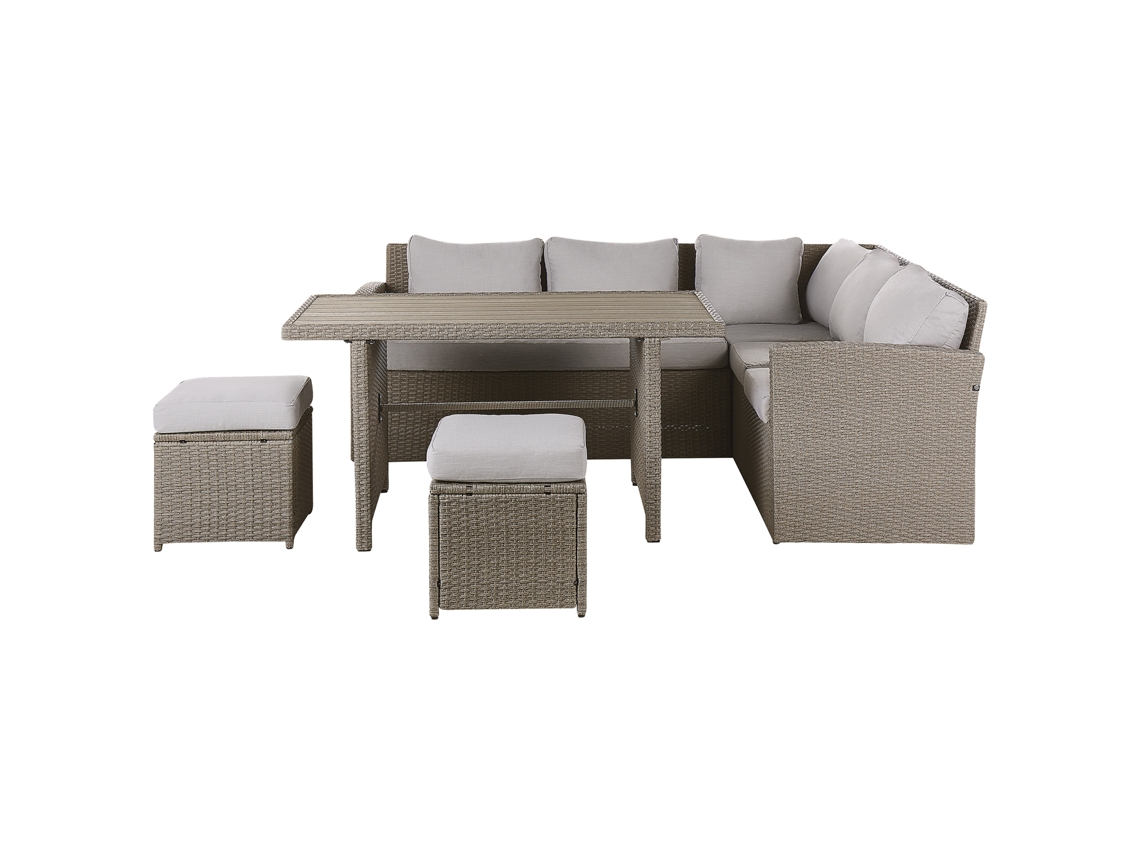 Conjunto de jardín 5 plazas de ratán gris pardo/beige BELIANI Bardi