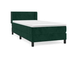 Maison Exclusive - Cama Box Spring Con Colchón Terciopelo Verde Oscuro 90x190 Cm