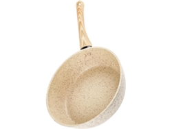 Sartén plana antiadherente Sarten, apta para cocinas de gas e inducción, sin tapa, color beige, ideal para huevos y filetes.