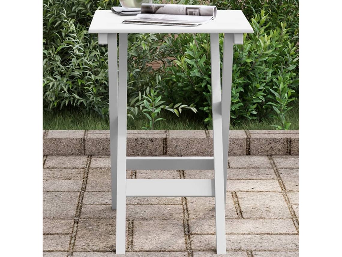 Mesa Auxiliar Plegable Madera Maciza De Álamo Blanca