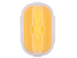Caja De Almuerzo Plegable De Silicona Portátil 800ml Para Viaje Picnic Bento Contenedor De Alimentos Amarillo