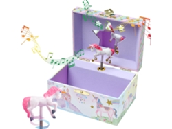 Caja De Música Para Joyas Para Niñas Con Unicornio Giratorio, Arcoíris Brillante Y Diseño De Estrellas (morado)