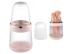 2026-porta Pinceles De Maquillaje 3 En 1, Tapa Transparente, Impermeable, Antipolvo, Desmontable, Rosa