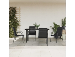 Juego de comedor de jardín de 5 piezas, acero y textileno negro, Dkd Home Decor