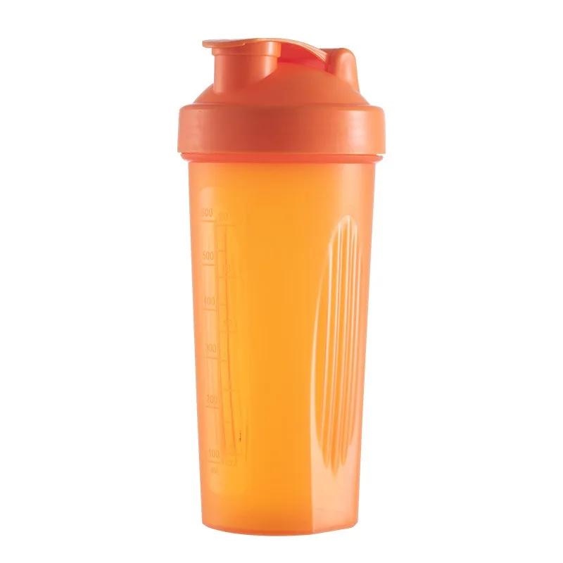 Botella Portátil De Proteína En Polvo A Prueba De Fugas De 600 Ml (naranja), Con Báscula Y Vaso Mezclador.