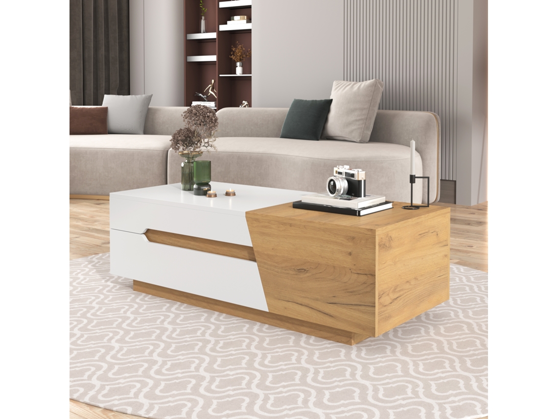 Mesa De Centro Extensible Con Cajones Y Bloques.