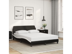 Cama Sin Colchón Cuero Sintético Negro Blanco 140x200 Cm