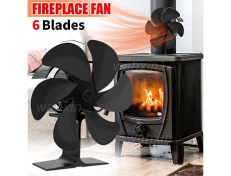 Ventilador térmico para chimenea de seis aspas - Grande - Negro TUSERXLN
