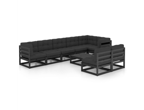 Conjunto 9 de muebles de jardín VIDAXL y cojines madera maciza pino