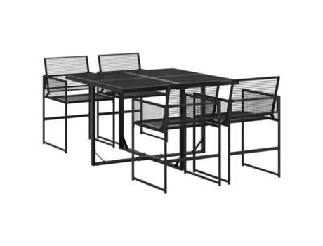 Conjunto 5 de comedor de jardín VIDAXL ratán sintético negro