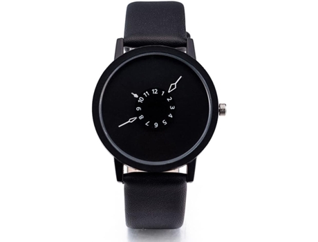 VEANXIN Relojes Relojes de pulsera de cuero con manecillas traseras-negro
