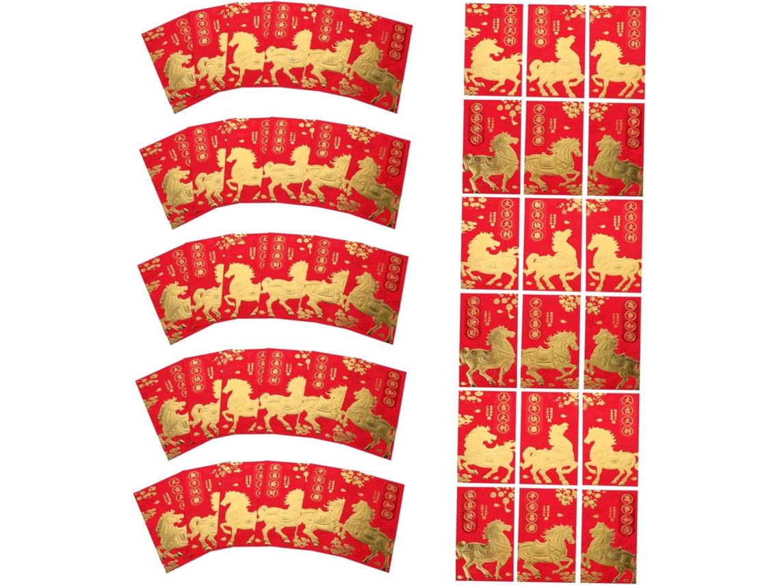 60 Sobres Rojos Lai See Hong Bao Para Regalos De La Suerte Del Año Nuevo Chino Y El Festival De