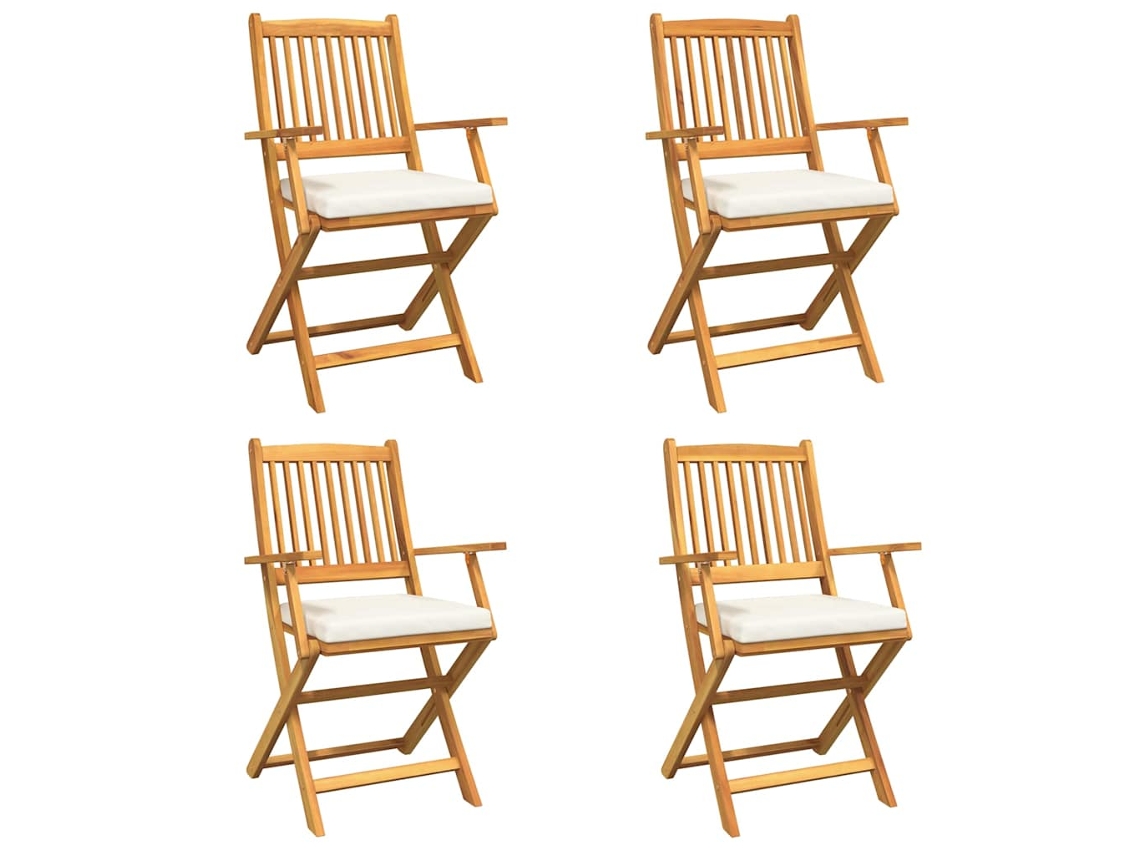 Maison Exclusive - Silla Plegable Con Cojín 4 Pcs Blanco 49 X 57.5 X 92cm