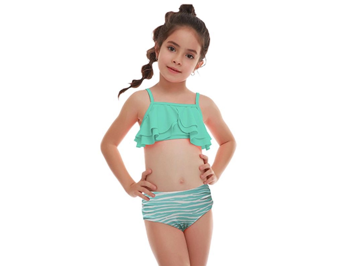 2026-traje De Baño Para Niñas Con Blusa Corta Y Calzoncillos Volantes Verano Ropa De Playa