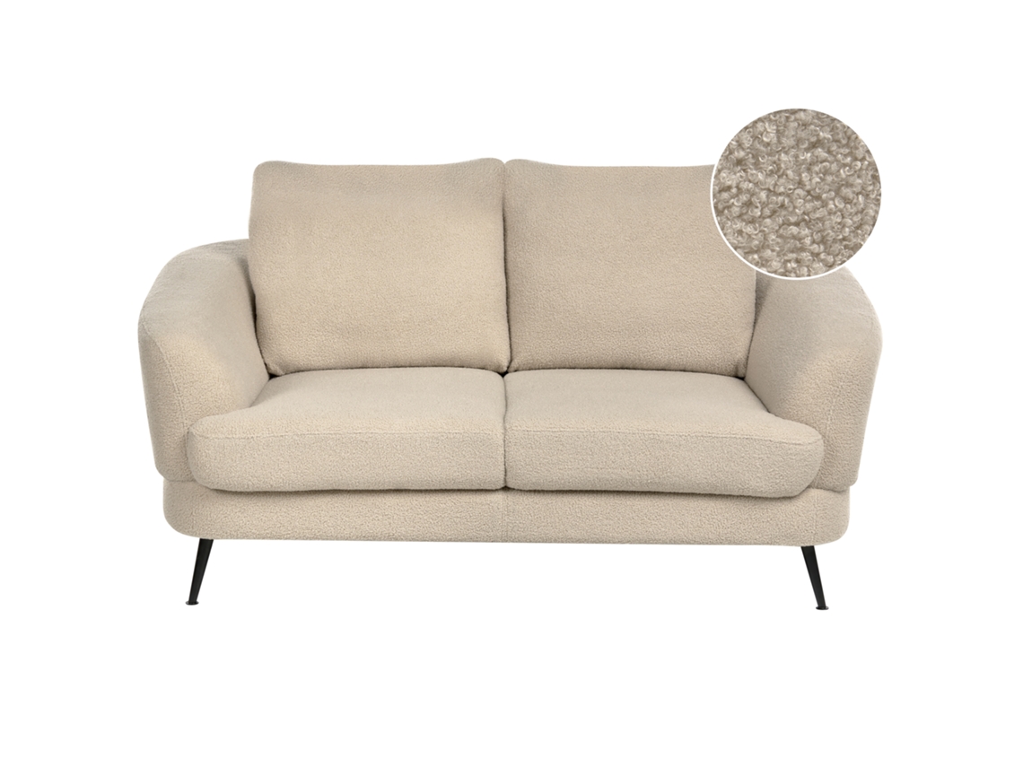 Sofá 2 Plazas Beliani Kjaer De Bouclé Crema 155x100x100