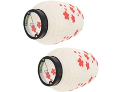 Juego 2 Faroles Colgantes Japoneses Beige Metal Decoración Elegante Fiestas Restaurantes Estilo Clásico