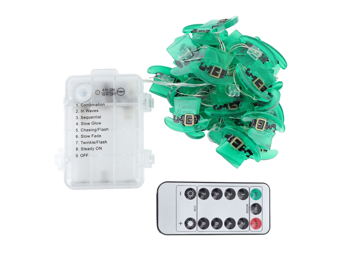 Guirnalda de luces LED de 4 metros y 40 LED con forma de sombrero, luces decorativas con control remoto para festivales y fiestas.